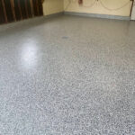 After Nano Concrete Coatings garage flake system in Portland, Oregon
