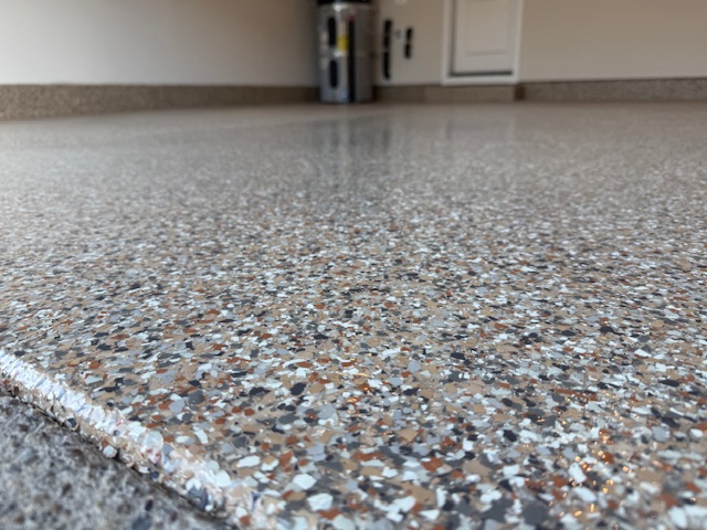 Nano Concrete Coatings garage flake system in Portland, Oregon