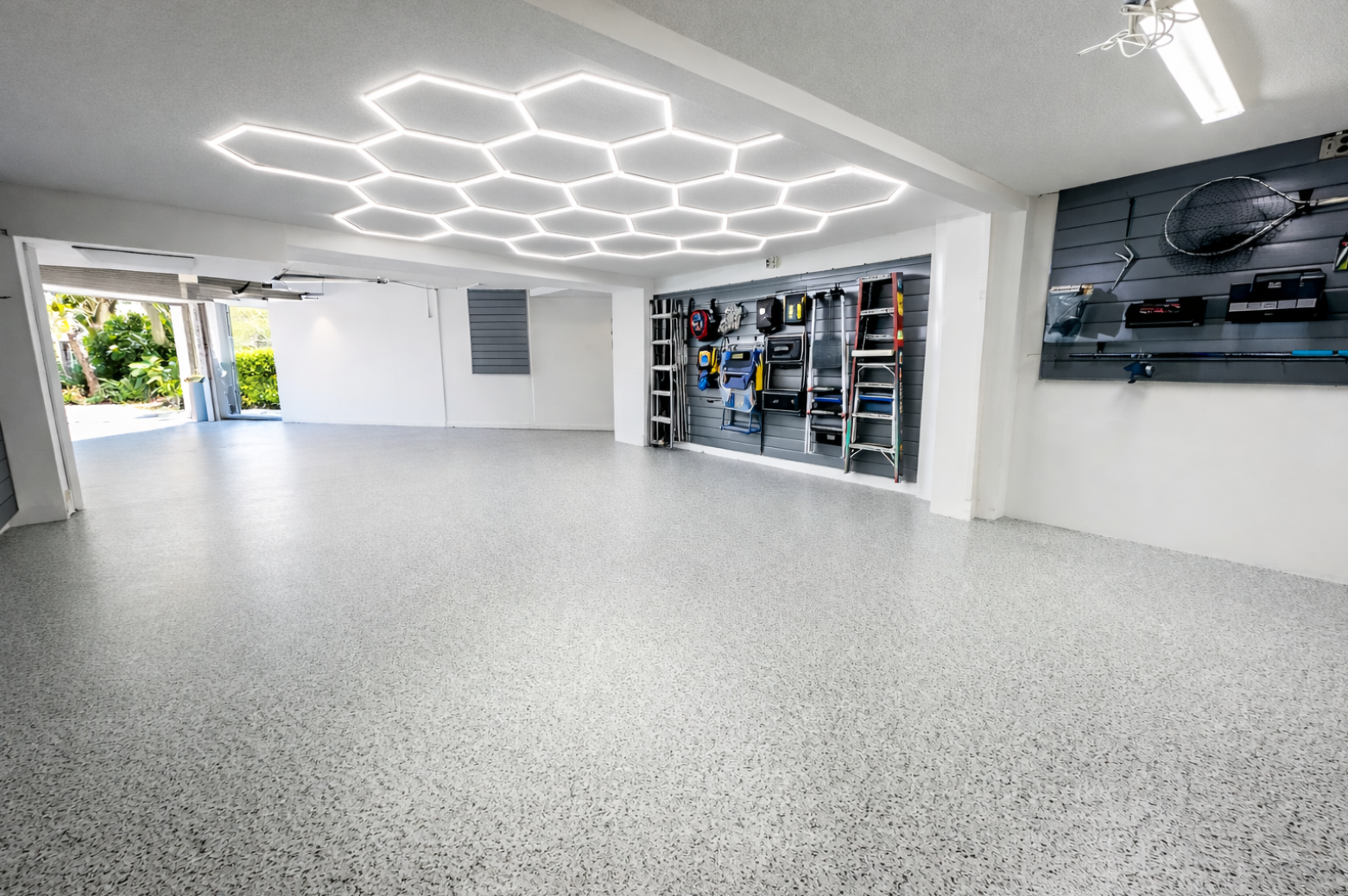Nano Concrete Coatings garage flake system in Beaverton, Oregon