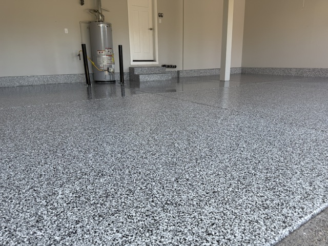 Domino flake broadcast concrete coating
