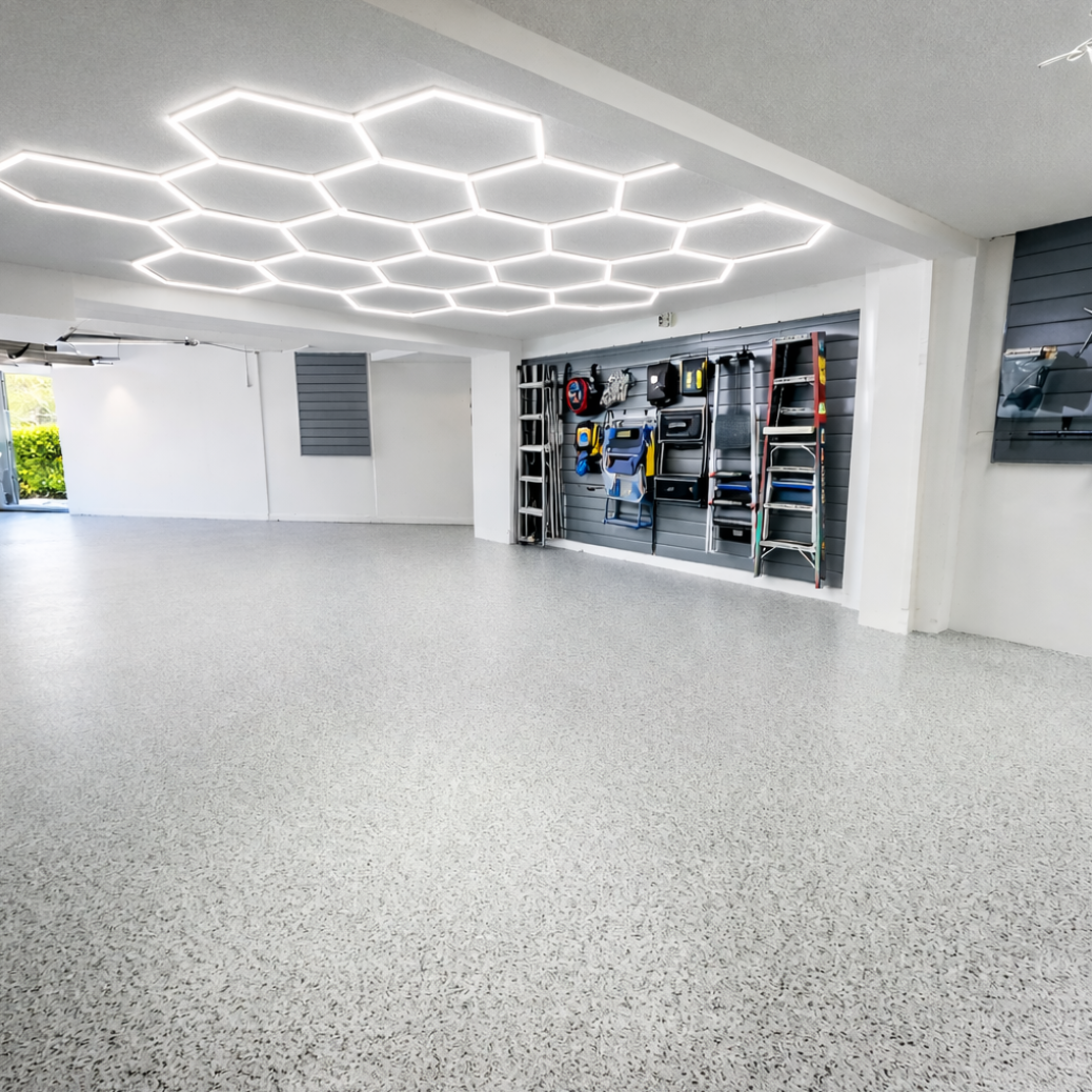 Nano Concrete Coatings garage flake system in Beaverton, Oregon