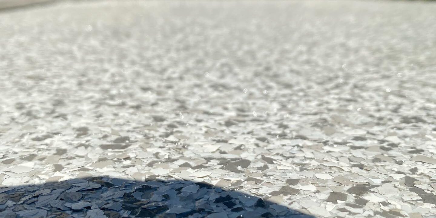 Nano Concrete Coatings patio flake system in Portland, Oregon